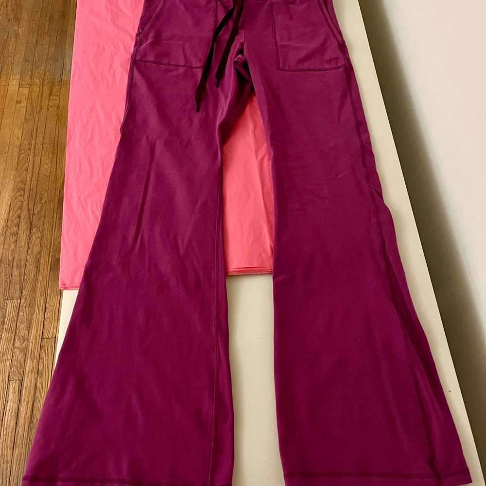 PINK Victoria's Secret Magenta Drawstring Flare Pants - Picture 2 of 8